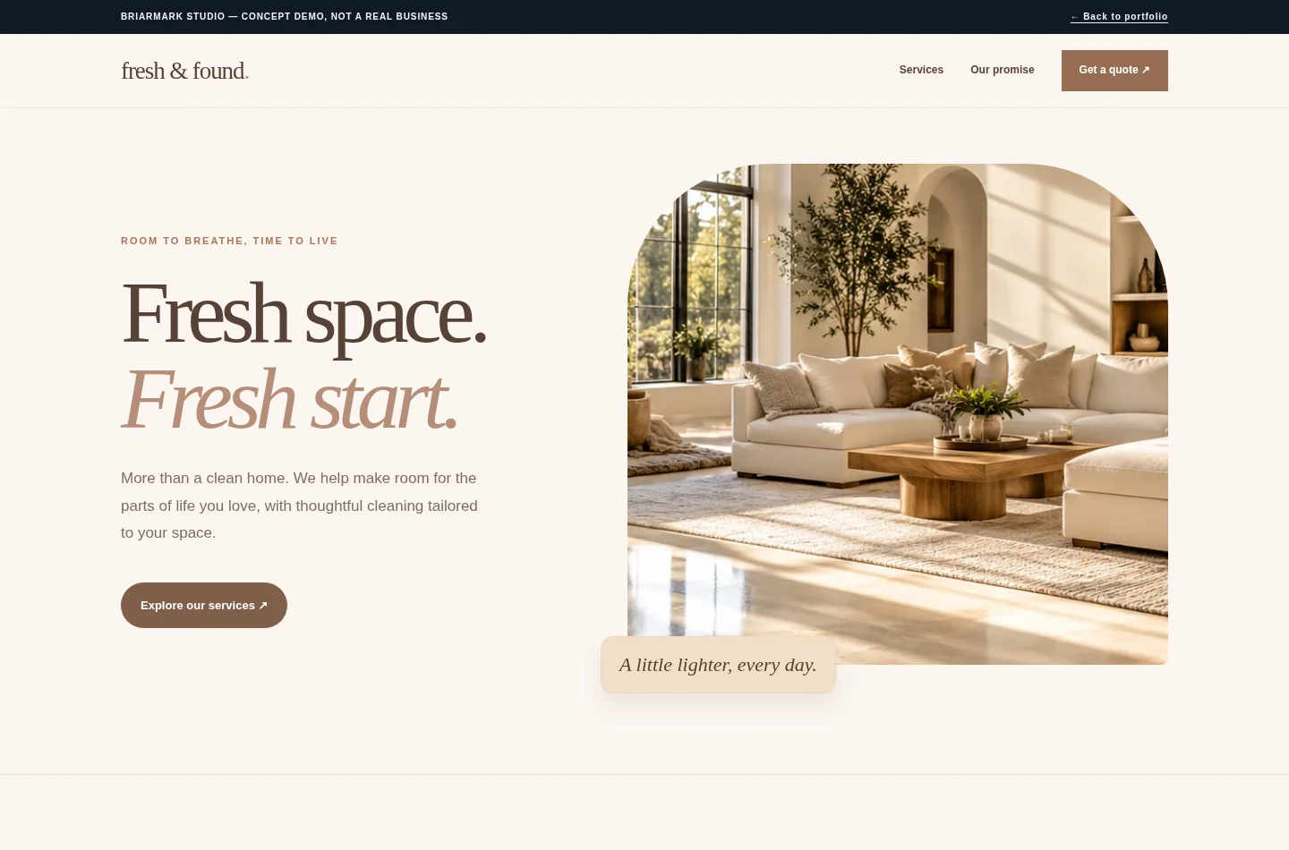 Freshfound cleaning company website screenshot